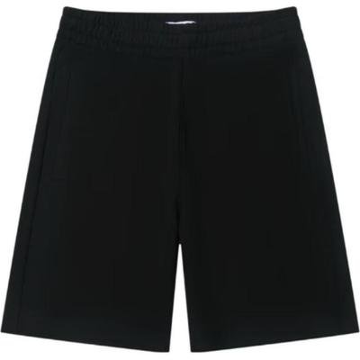 Pantalones Cortos Casuales de Pierna Recta de Tiro Medio con Firma Bordada para Hombre shorts Negro 40HP233002