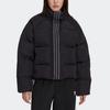 Adidas Colorblock Striped Loose-Fit Stand Collar Down Jacket Women Outerwear Black HM2627