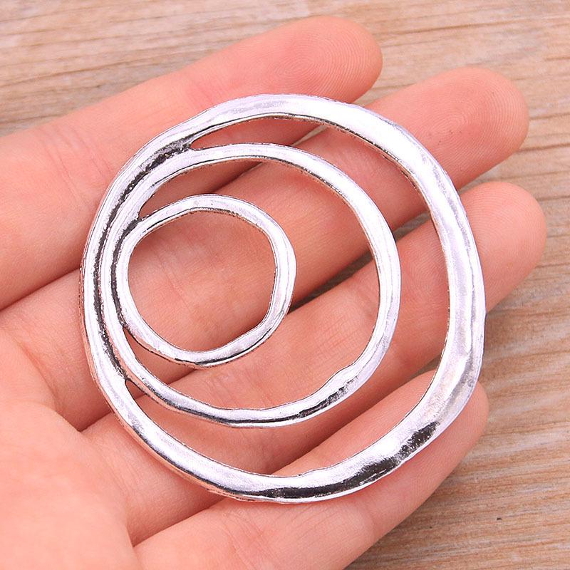 50mm Alloy Geometric Circle Pendants – 2 Colors DIY Jewelry & Bag Charms