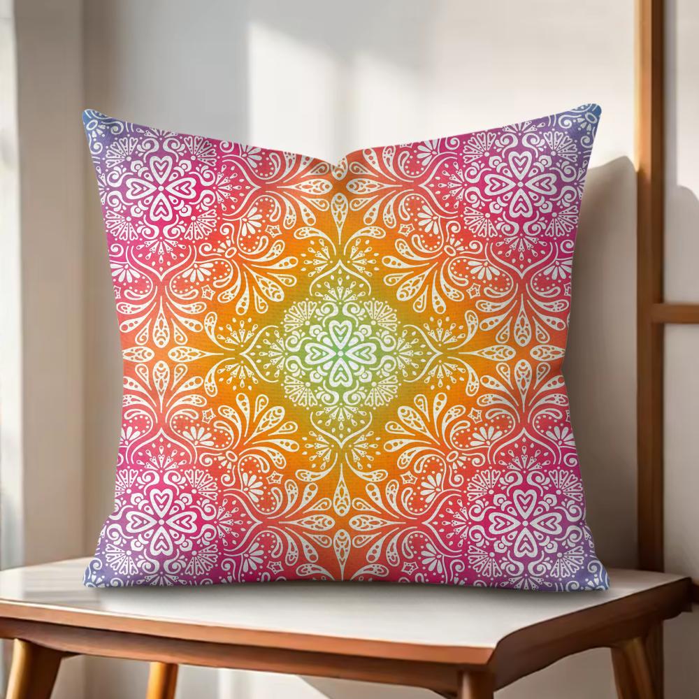 

Colorful Floral Mandala Cushion Cover Natural Linen Organic Fabric DoubleSided Printing Couch Pillow Covers Home Decor 30x30cm