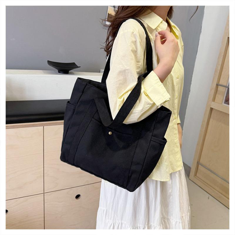 Large Capacity Tote Canvas Bag Work Commute High Aesthetic Versatile Artistic Student Book Shoulder Bag