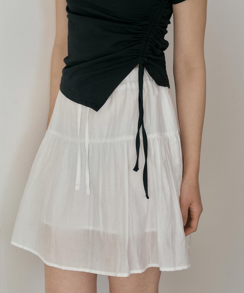 Riorg Asp Semi Pleats Mini Skirt White