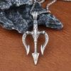 Vintage Poseidons Trident Pendant for Men Trident of Shiva Stainless Steel Warrior Spear Necklace Woman Jewelry Gifts