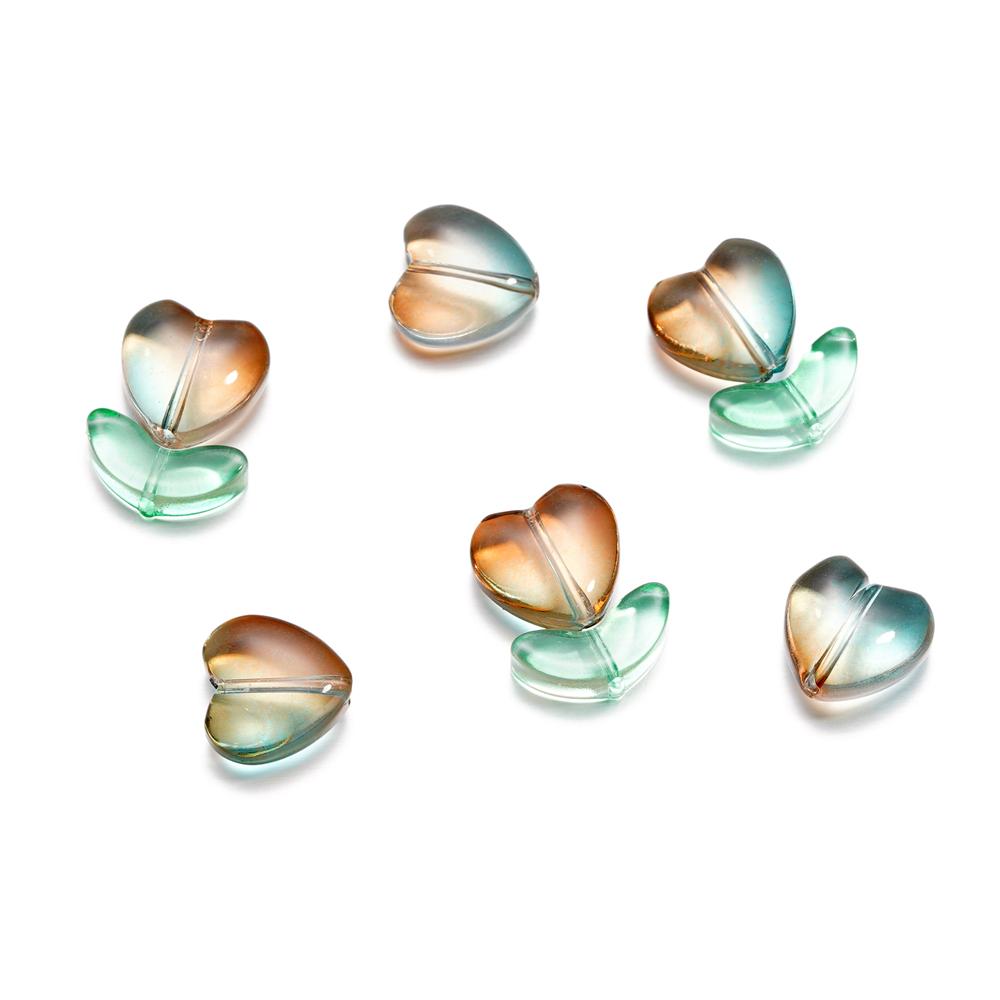 20Pcs/Lot 12*12.3mm Small Flowers Heart Leaves Glass Loose Beads for Jewelry Making Handmade DIY Bracelet Necklace Accessories