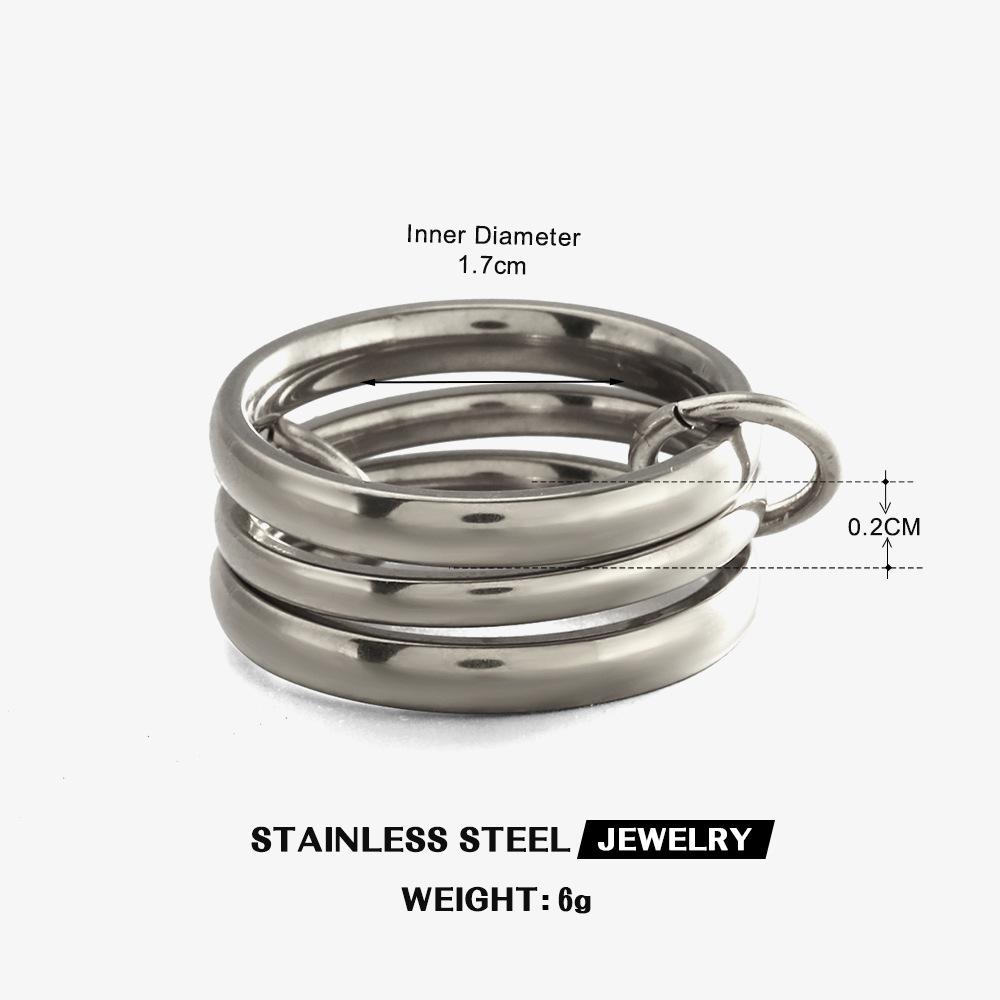 

Stainless Steel Plain Band Rings Unisex 3 Layer Overlap Stackable Rings Hip Hop Trendy No Fade Party Banquet Jewelry Accessories