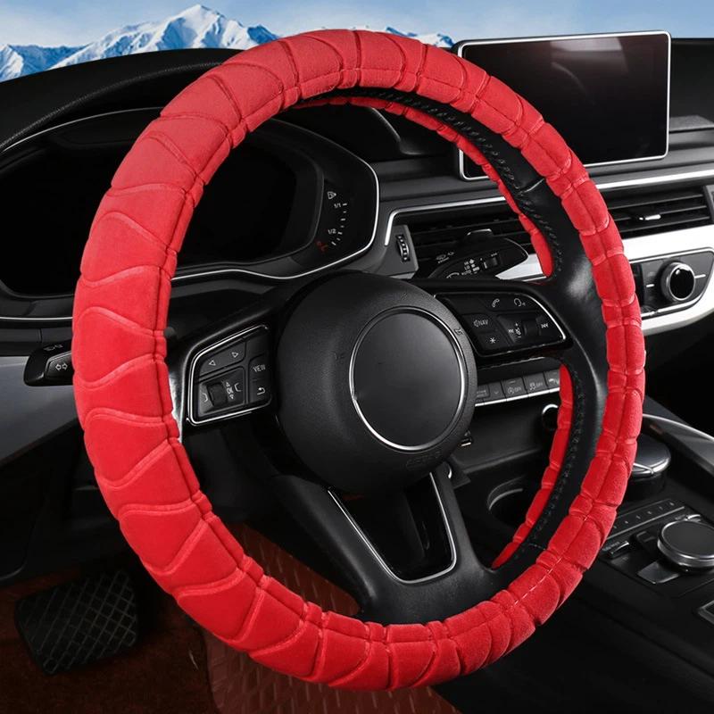 38Cm Soft Winter Warm Plush Car Steering Wheel Cover Universal Steering Wheel Cover For Car Auto Interior Accessories