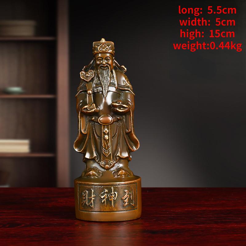 Feng Shui Copper God of Fortune Standing Wen Cai Statue Home Offerings Yuan Bao Home Living Decor