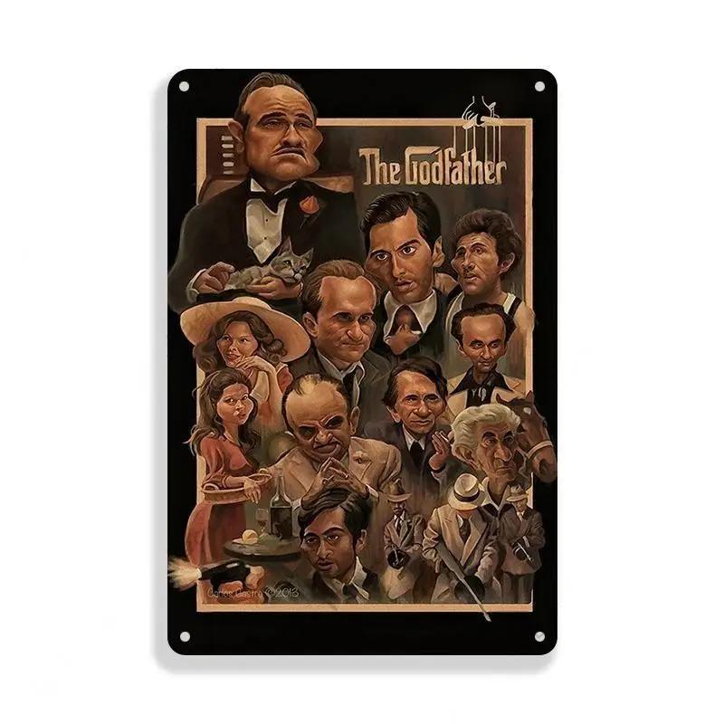 Retro Vintage Metal Tin Poster  The Godfather Sign Plaque for Bar Club Home Wall Decor  Classic Movie Wall Plate Pendant