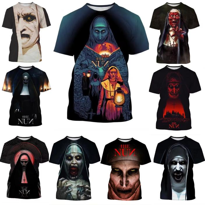 Magliette Grafiche Film Horror The Nun Stampa 3D Uomo/Donna Manica Corta Girocollo T-shirt Oversize Streetwear Harajuku Magliette Y2k Top