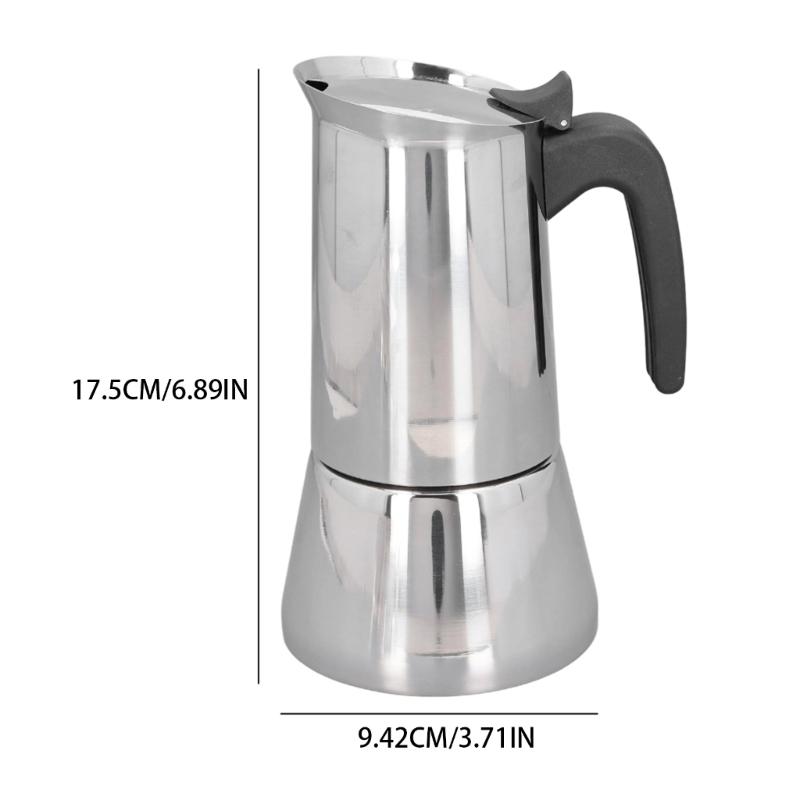 Compact Stovetop Coffee Maker 2/4 Cups with Ergonomic Designs for Gas Electric Induction Cooktops Portable and Durable