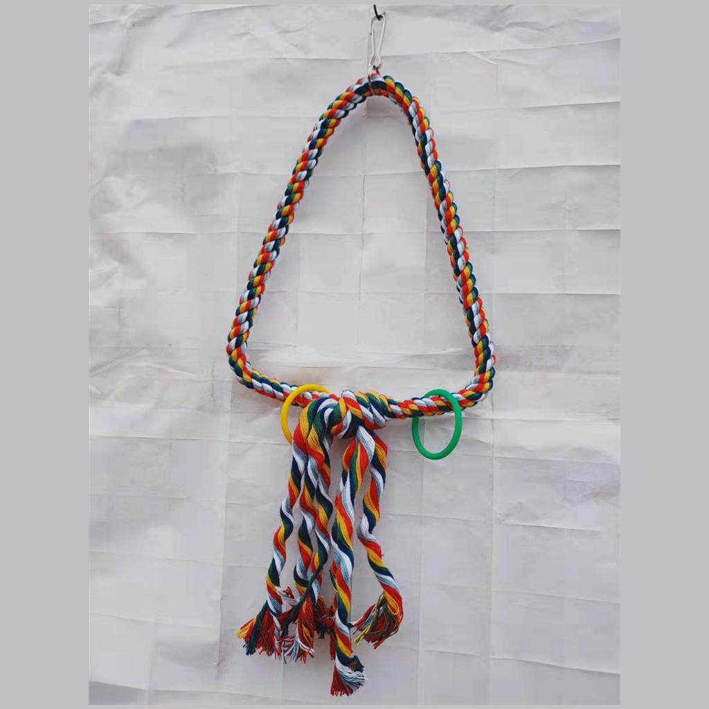 Bird Triangle Rope Swing Colorful Perch Chewing Toy for Parrots Budgie Parakeet Cockatiel Cockatoo
