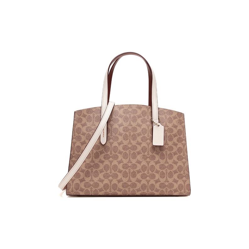 

Coach Charlie 35 Zipper Compartment Coated Canvas With Leather Tote Bag Women Tote Bags 31210-B4HA Basic Set (Bag+Dust Bag)