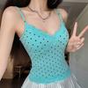 #Summer new sweet and spicy style jacquard print sling vest female slim one-piece chest pad versatile top