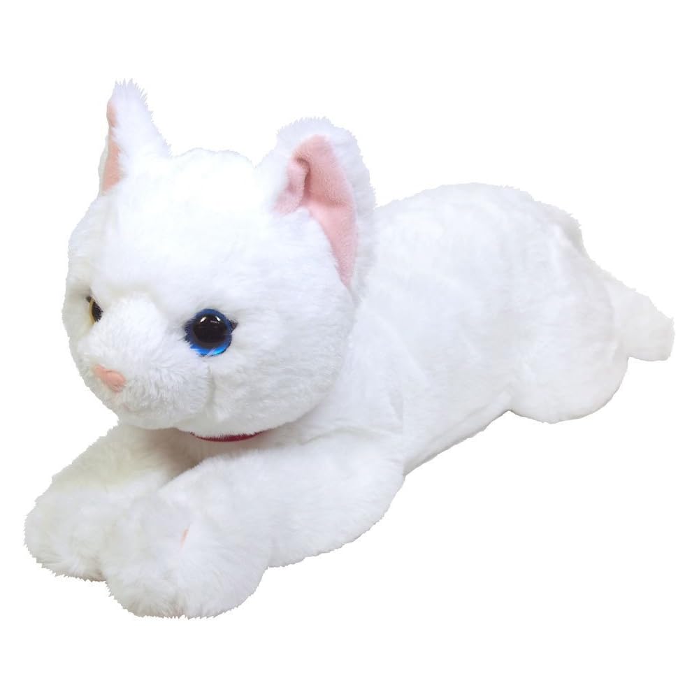 Hizaneko Plush Toy White Odd-Eyed M Size 30cm Soft Stuffed Animal