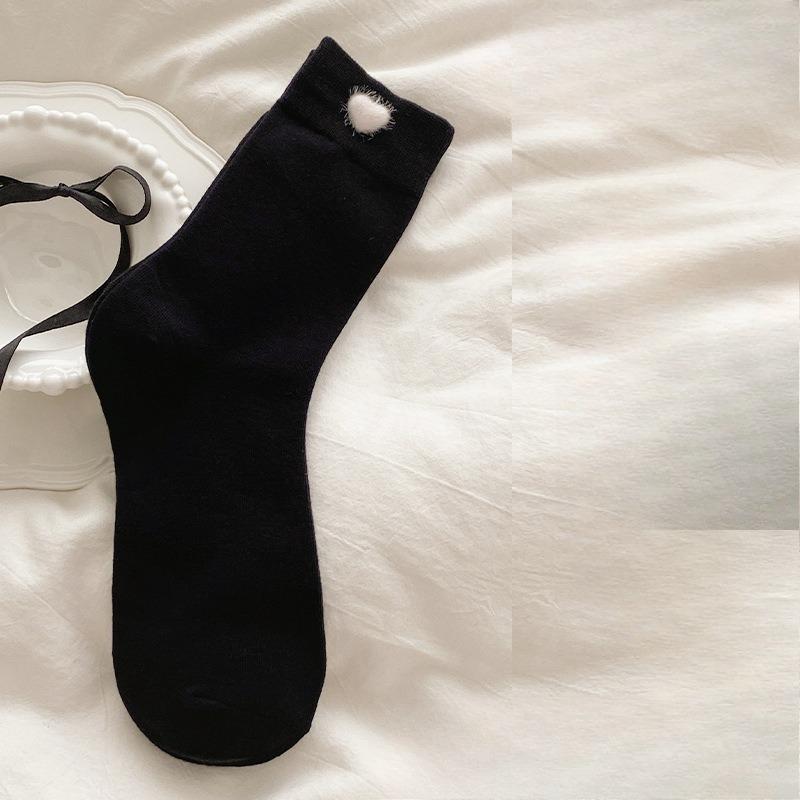 Ladies Spring and Autumn New All Match Pure Cotton Sweet Love Match Color Deodorant Antibacterial Yuezi Tube Socks