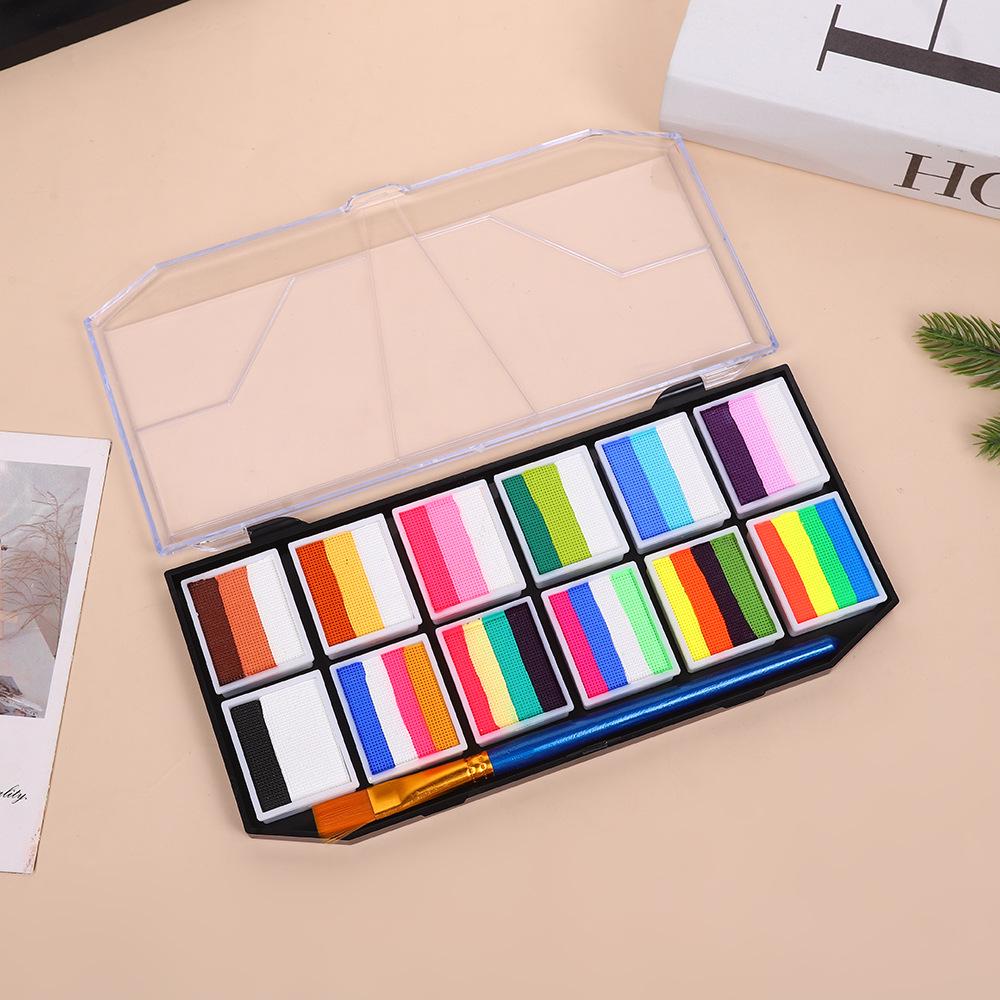 MengHui 12-Color Kids' Face Paint Set - Water-Soluble Body & Stage Makeup