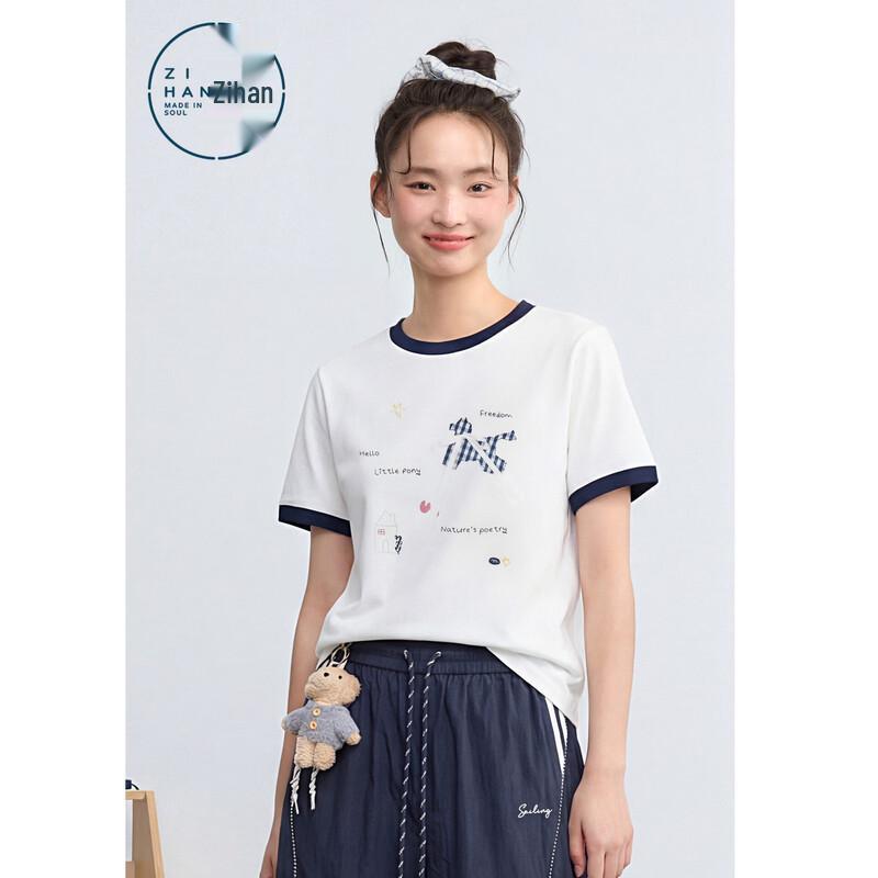 ZIHAN Women's Cotton Feel Cartoon Print Short Sleeve T-Shirt