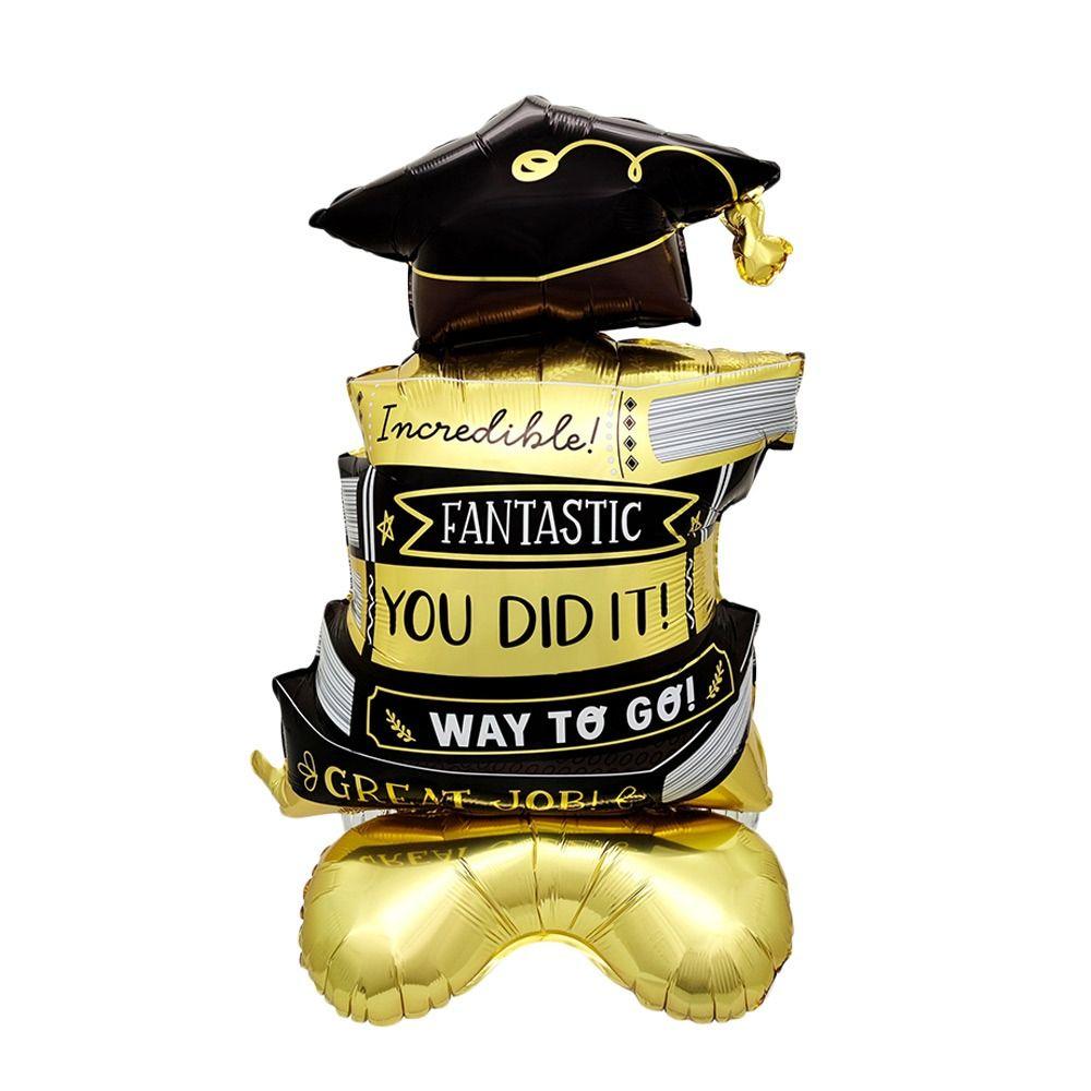 Large Size Graduation Balloons Bachelor Cap Standing GRAD Foil Balloon Black Gold Background Graduation Decorations Graduation