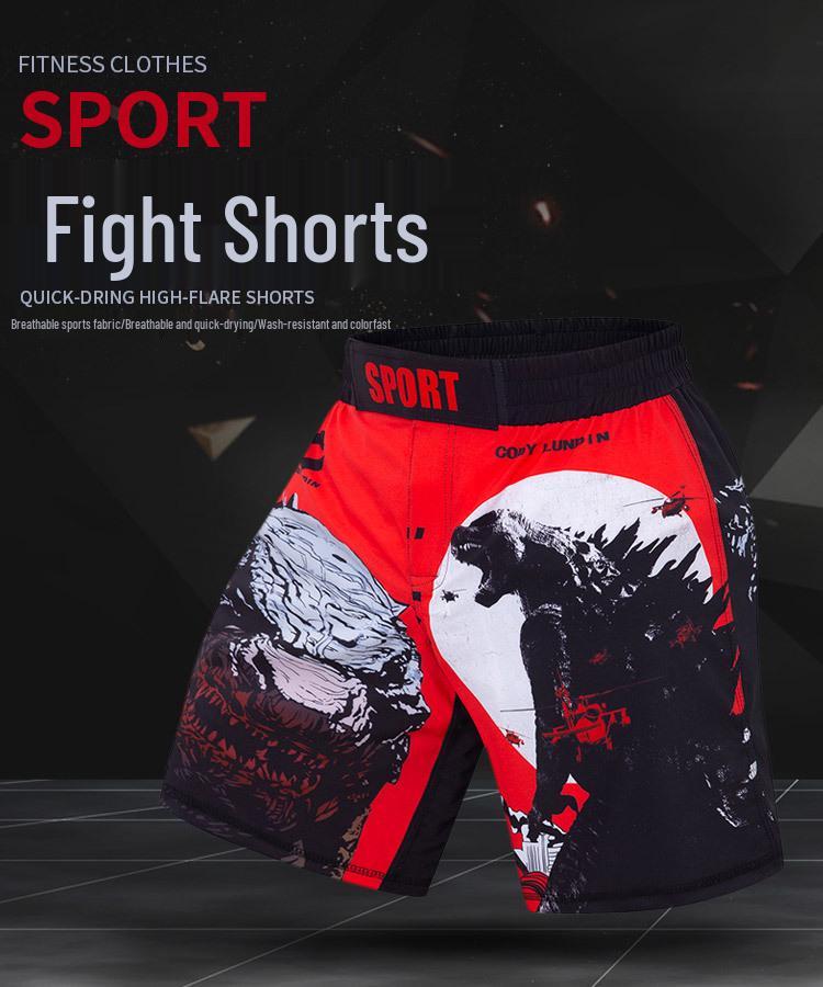 Men's Digital Print Fight Training Shorts for Gym, Jiu-Jitsu, and Sanda