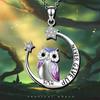Explosive diamond-encrusted owl pendant niche design high-end animal star moon love necklace