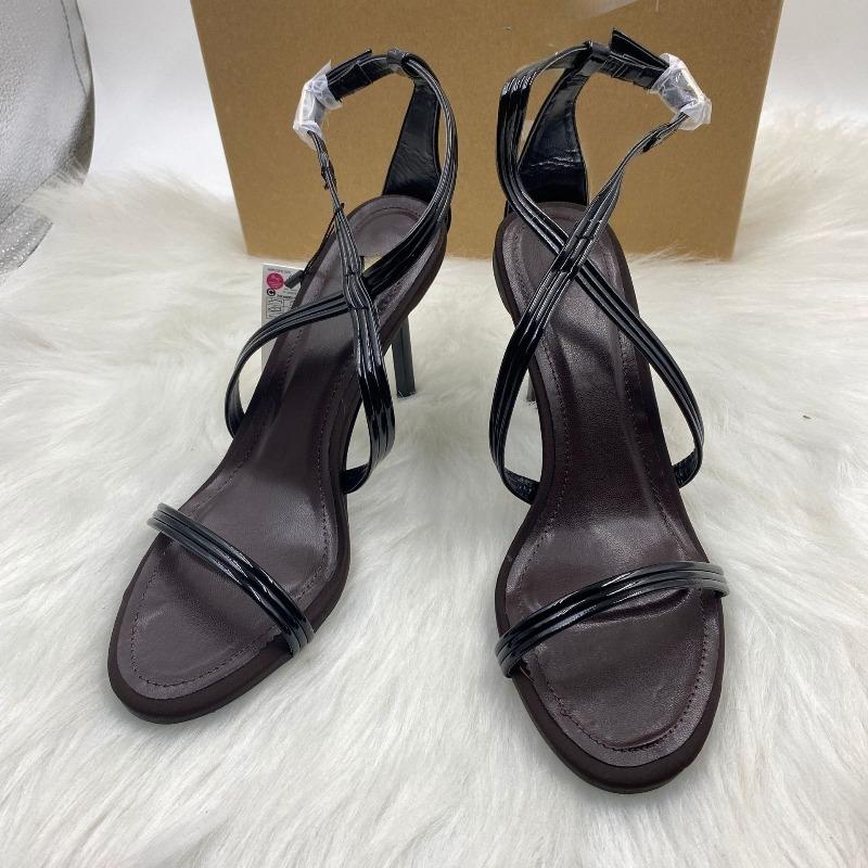 

Sexy Patent Leather Heeled Sandals for Women, Strappy Stiletto Heels with Ankle Strap & Pointed Toe for Wedding Party Evening 42 чорний
