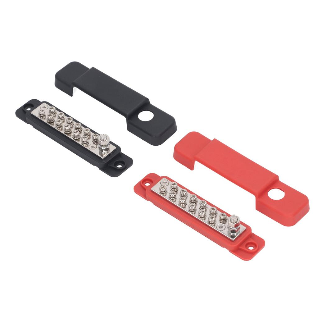 2 Sets 12 Terminal Busbar M8 Stud Power Distribution Block for Automobile RV Marine Yacht DC48V