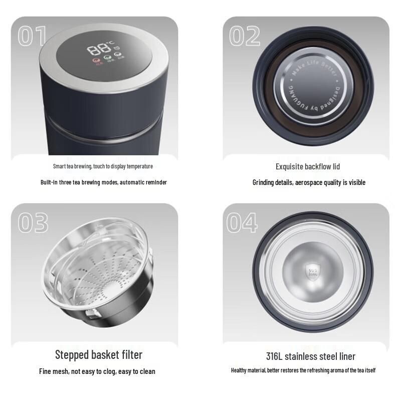 Fuguang Smart LED Temperature Display Vacuum Insulated Tea Flask