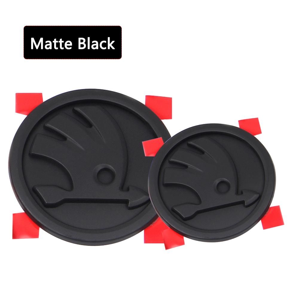 2Pcs 80MM/90MM 3D Car Emblem Badge Hood Front Rear Trunk Logo For Skoda Fabia 1 2 Octavia A7 RS Superb Rapid Yeti Karoq Vision