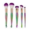 Gujhui Mermaid Makeup Brush Set 5 Pieces Nylon Brushes Long Handle Purple Hair Exquisite Design
