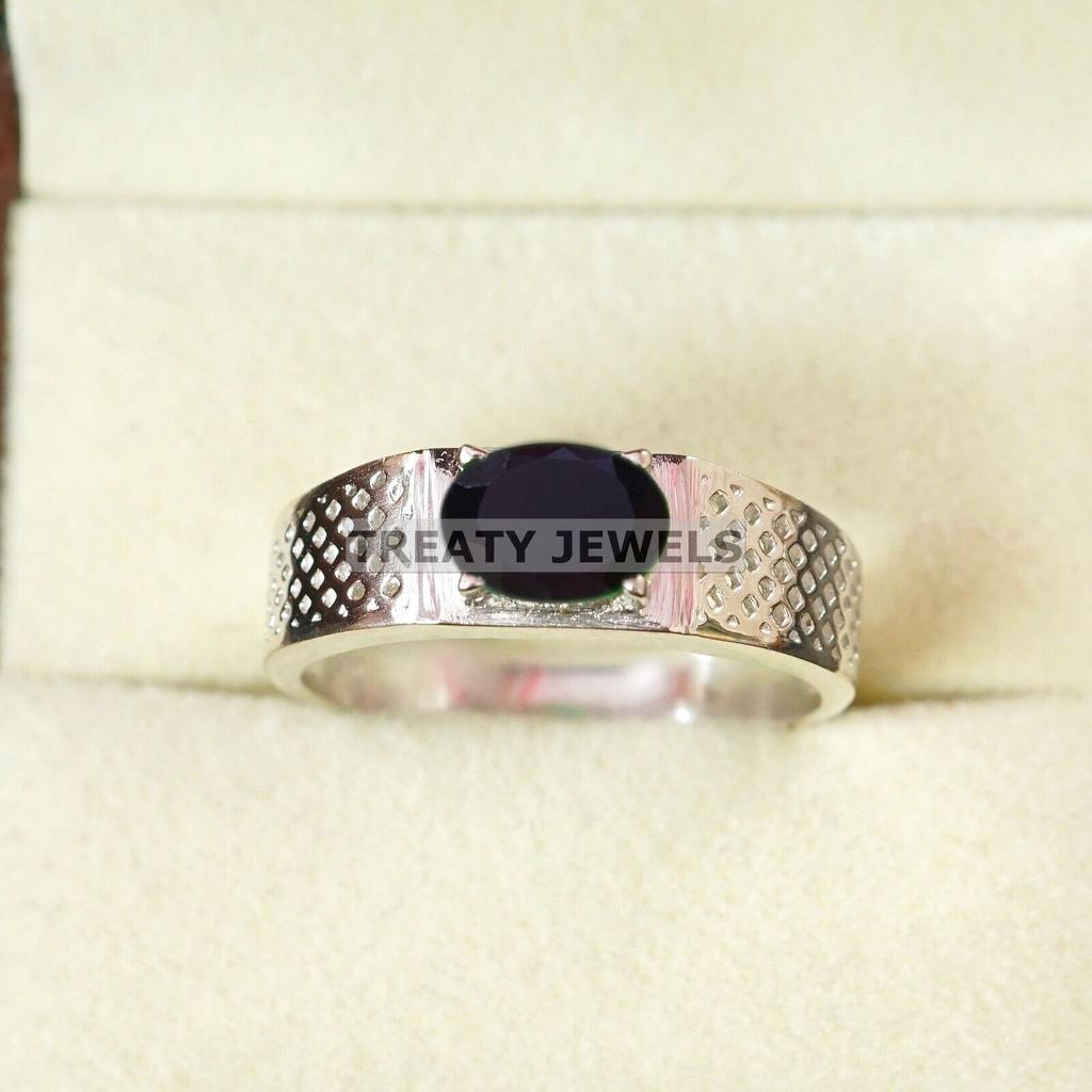 Black Onyx Oval Cut Gemstone With 925 Sterling Silver Ring For Men's #A813 JL375666901783