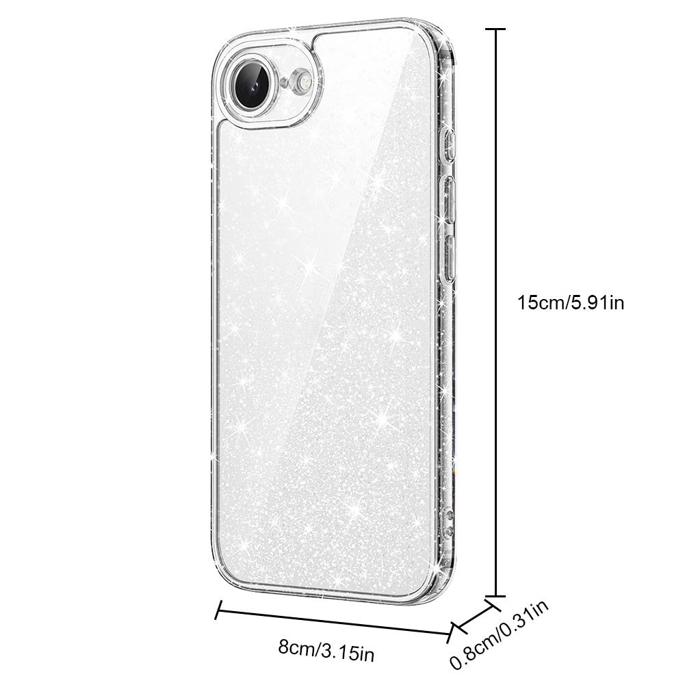 Třpytivý ochranný kryt pro iPhone 16e 6,1 palce 2025 Nový Dámský Dívčí Třpytivý Kryt na Telefon Proti Poškrábání Průhledný Zadní Kryt