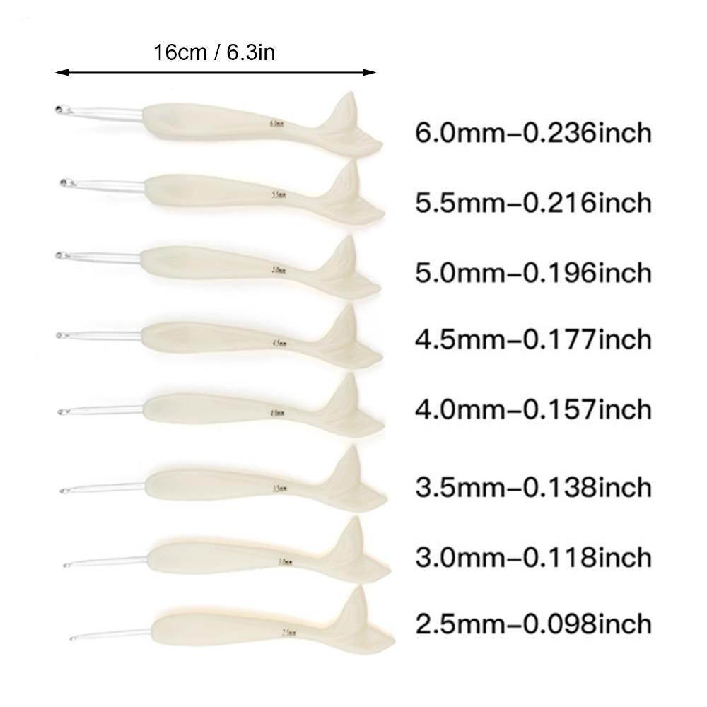 

8pcs ABS Ergonomic Crochet Hook Aluminum Fish Tail Handle Crochet Hook Crochet Hook Set Crafts