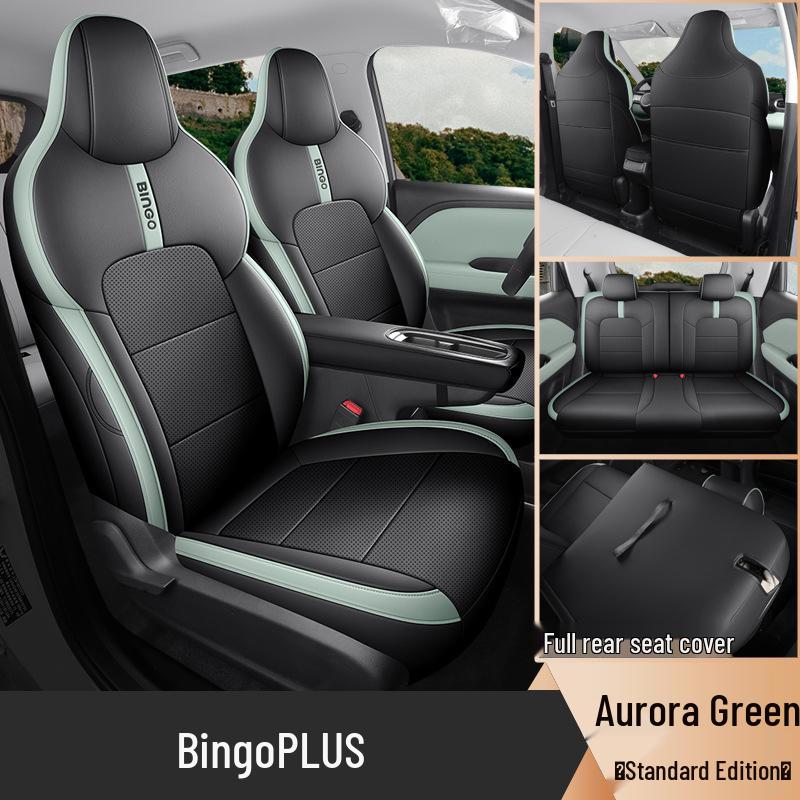 Bingo Plus Universal Full Leather Car Seat Cushion - New Model, 5-Seat, All-Season Compatibility.
