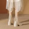Autumn and Winter New Small Short Boots Women's Thick Heel Thin Boots Round Head Super Soft Thick Sole White Short Boots Tide