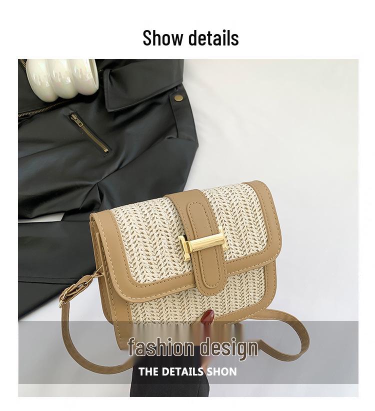 2024 Spring/Summer Women's Knitted Colorblock Straw Handbag – Mori Style