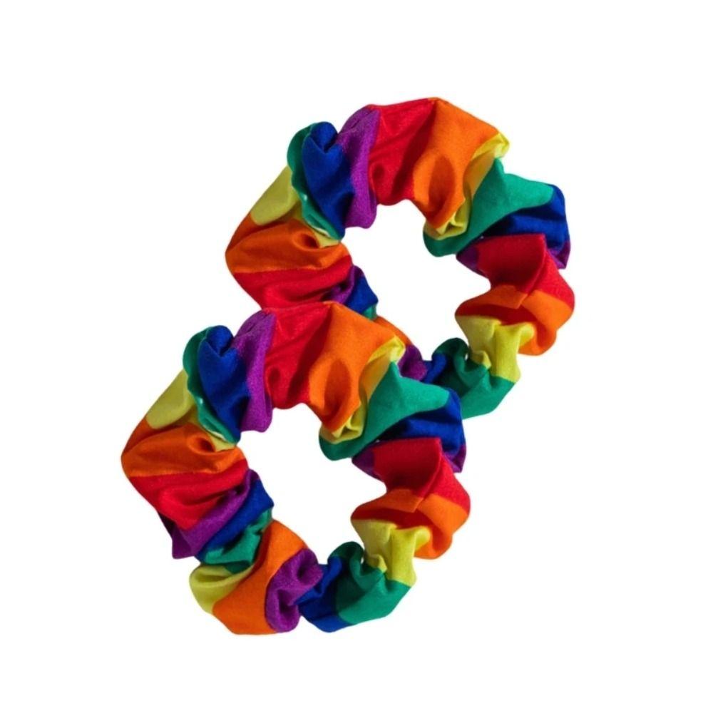 Coloured Rainbow Hair Tie Hair Hoop Fashion Dog Bandanas Scarf Hair Decoration Pride Day Pet Handkerchief For Pride Month