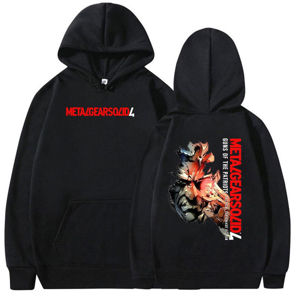 Game Metal Gear Solid 4 Print Hoodie Unisex Vintage Fashion Pullover Sweatshirt Casual Fleece Long Sleeve Hoodies Streetwear