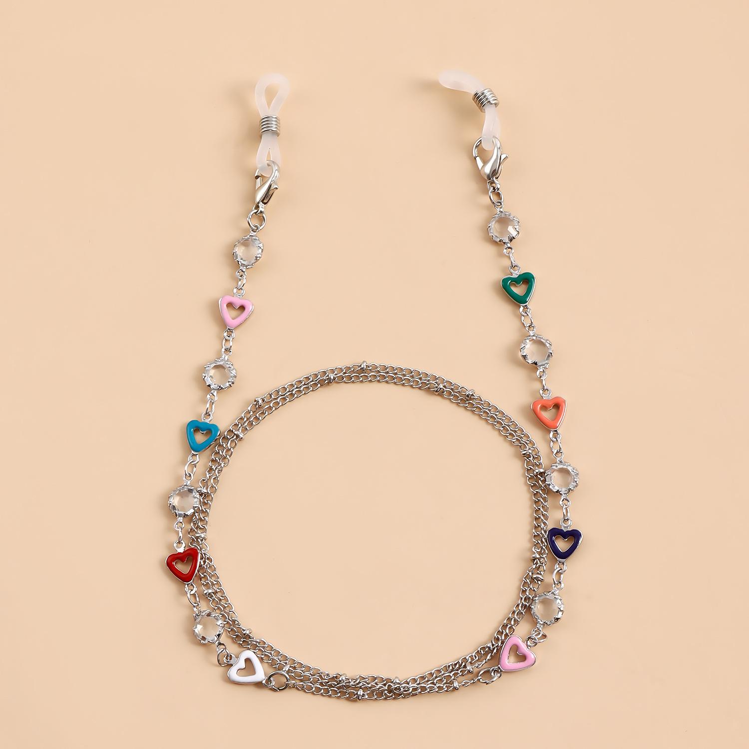 

Очки Противоскользящий Шнурок Капельная Глазурь Цветной Любовь Инкрустированный Бриллиантами Цепочка Ручной Работы Высококлассная Цепочка для Очков Шнурок для Маски Цепочка для Лица Женская