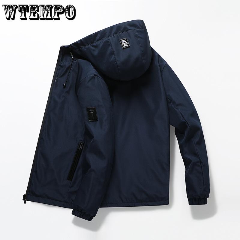 Men's Jacket Autumn Hooded Pure Color Coat Casual Trendy Zipper Top Sportswear Jackets