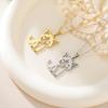 Fashion Minimalist Women Cat Pendant Necklace Delicate Collarbone Chain Elegant Small Jewelry Gift