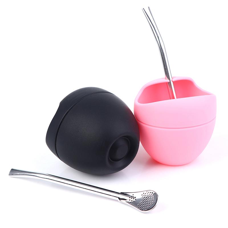 5Oz Silicone Bombillas Yerba Mate Cup Set Tea Cup With Yerba Bombilla Straw