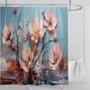 3D Stereo Beautiful Flower Printing Bathroom Curtain Waterproof Polyester Shower Curtain Home Decoration Curtain with Hooks