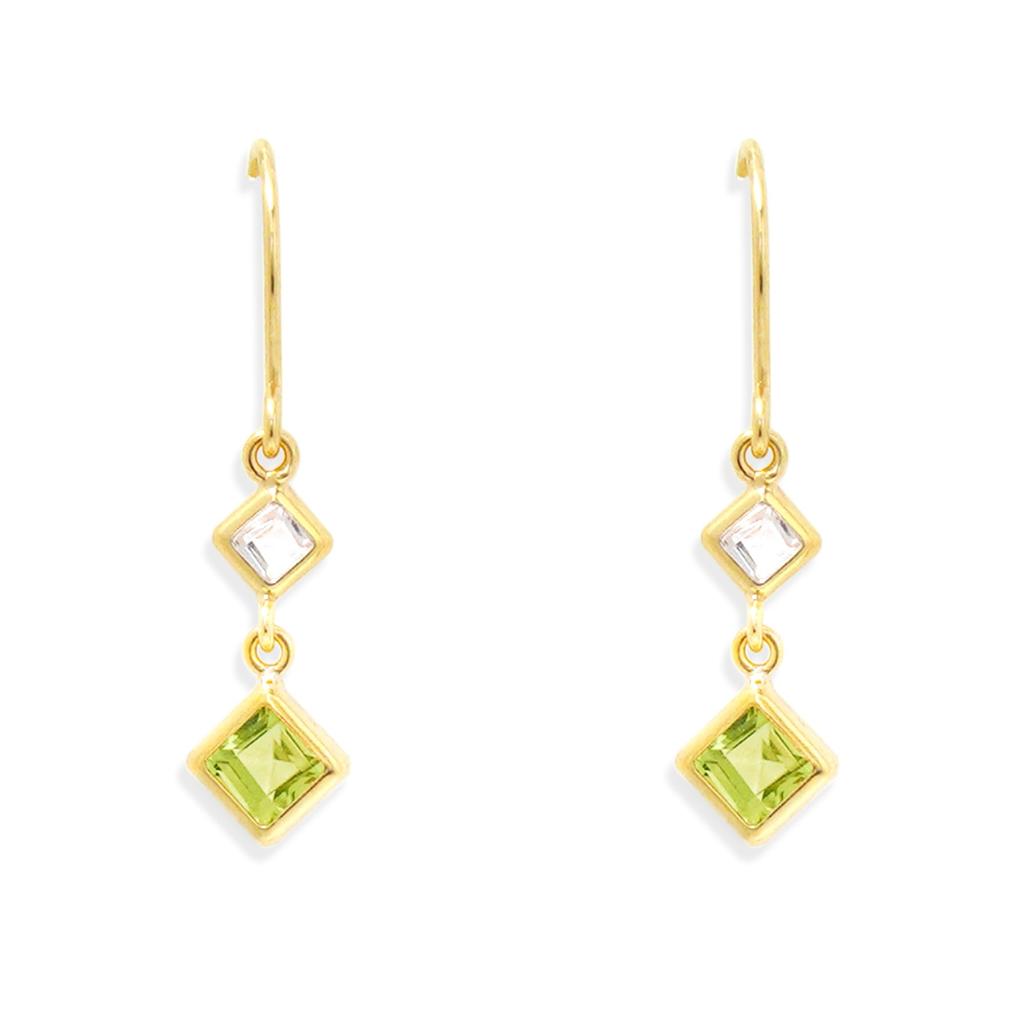 ESTELLE [Official] Women's Hook Earrings in 10K Yellow Gold with August Birthstone Peridot (Product Code: 0222-9723-0019-0000)