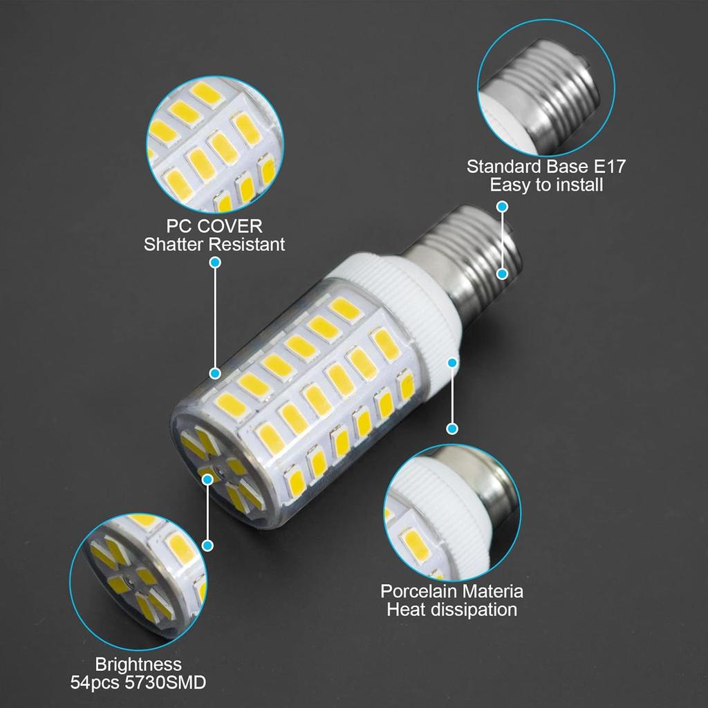 Frigidaire Freezer Light Bulb Replacement E17 LED Appliance Bulb KEI D28A KEL2811 Compact 5304517886 6W Equivalent 60W-70W Daylight White 800LM E17