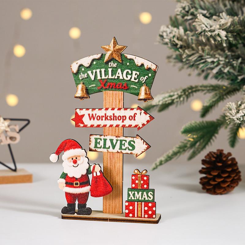 Wooden Xmas Ornaments Santa Claus Snowman Christmas Home Decoration Year Desktop Decor Navidad