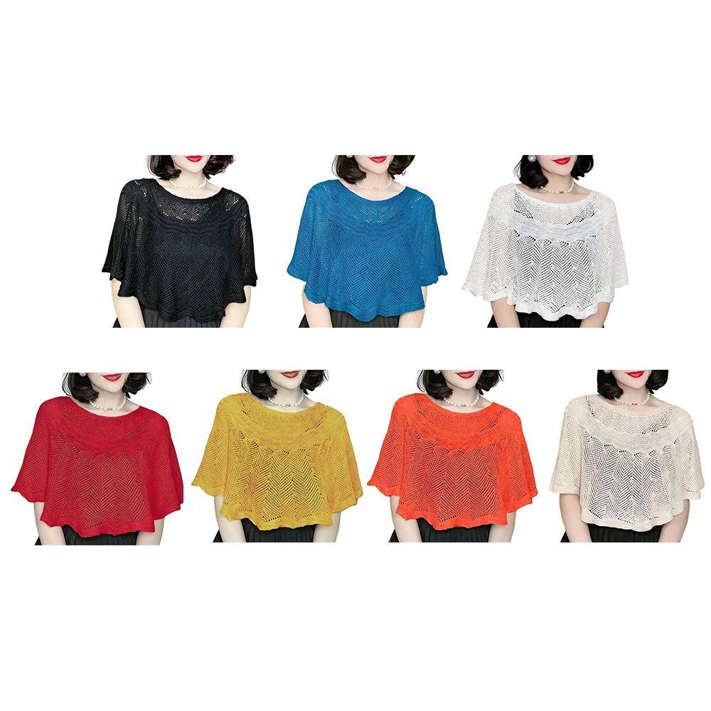 Hollow Design Knitted Shawl Solid Color Warm Scarves Fashion Dress Cover  Spring Autumn