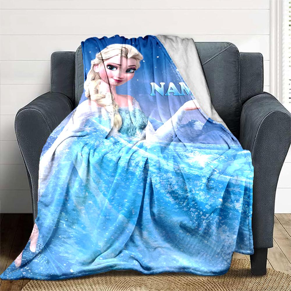 Customiz Name Personality Elsa Frozen Blanket Soft &Warm Sofa Office Bed Travel Lunch Break Blanket, Gift Suitable All Seasons