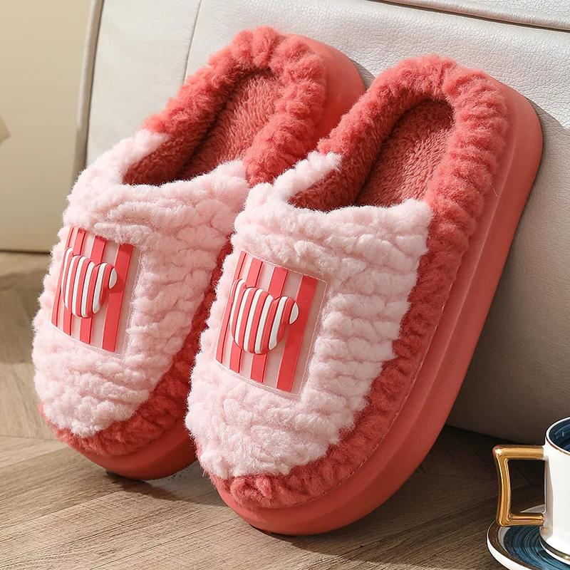 High Quality Cotton Slippers Couple Winter Indoor Plush shoes women Warm Plush shoes woman Lightweight Soft Sole Home shoes men