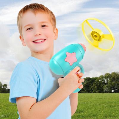 Çocuklar İçin Uçan Disk Fırlatıcı Oyuncak Dış Mekan Bahçe Arka Bahçe Çim Park Küçük Çocuklar Erkek Kızlar Bambu Yusufçuk Uçan Tabak Mancınık Fırlatıcı Oyuncağı