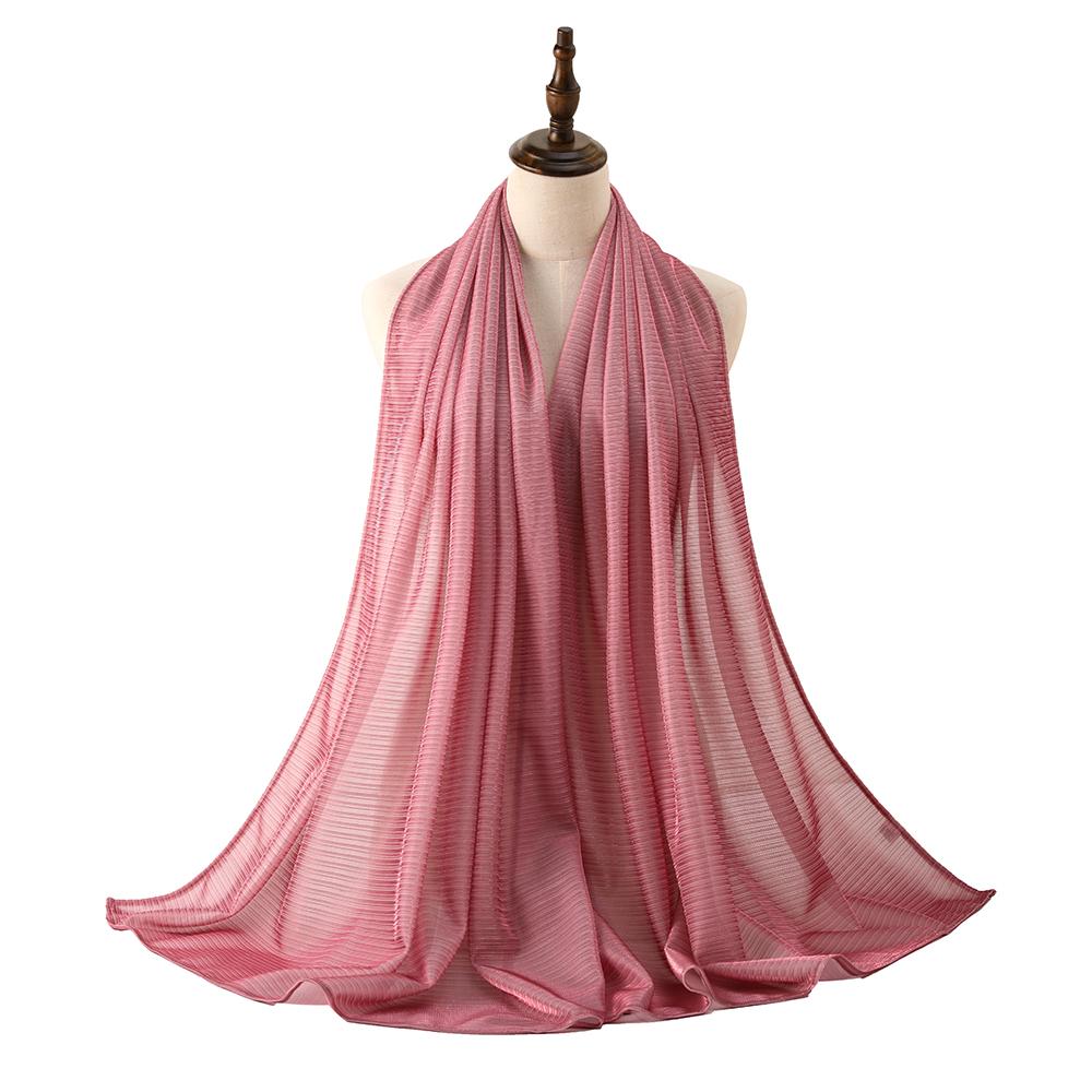 Women Glitter Shimmer Cloth Hijab Plain Soft Breathable Thin Crepe Crinkle Hijabs